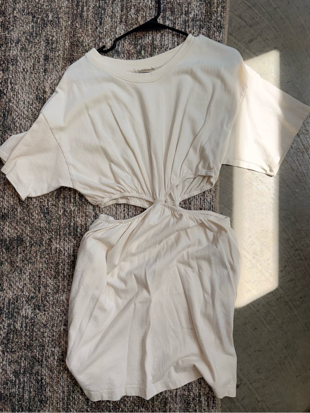 Cream Tie-Detail Cutout Midi Dress